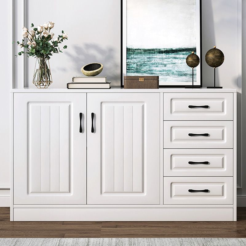 White Storage Chest Modern Style Wooden Storage Chest Dresser with Drawers and Doors