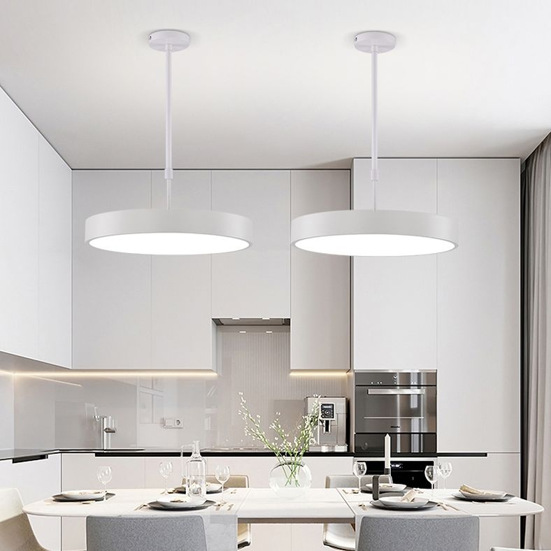 Modern Minimalist Office LED Hanging Lamp Wrought Iron Circular Pendant Light with Acrylic Shade