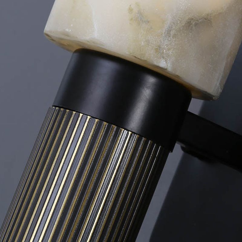 Nordic Metal Wall Light Cylinder 15" High Wall Sconce with Mica for Living Room