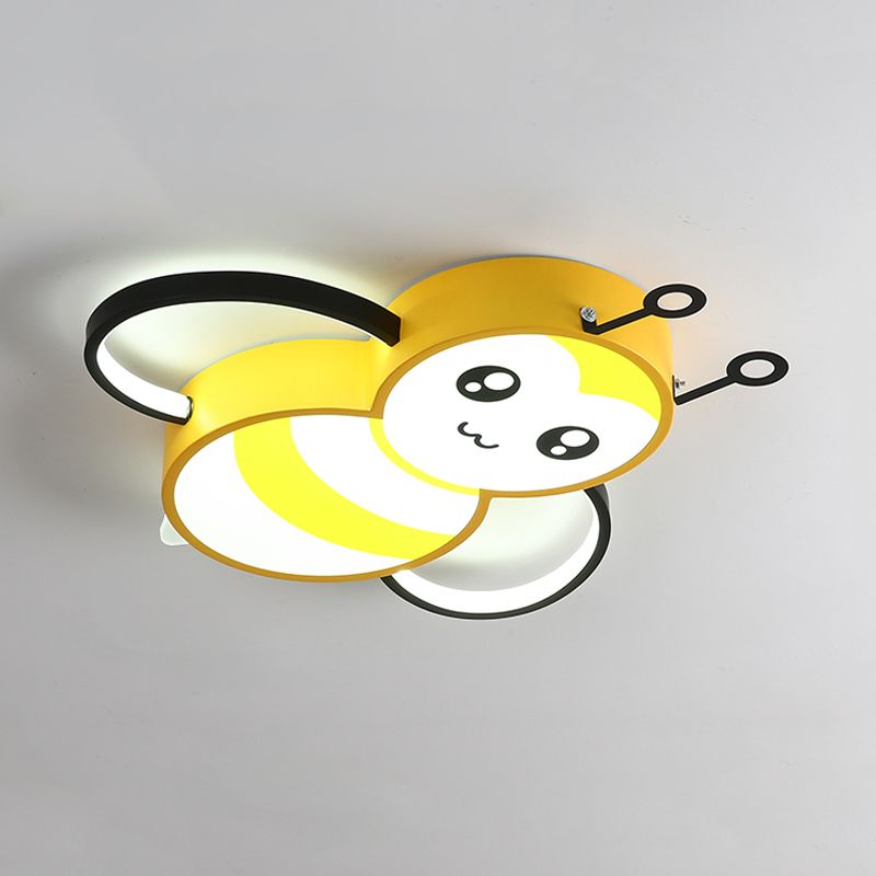 Lovely Bee Ceiling Mount Cartoon Style Acrylic Yellow/Pink LED Flushmount Lighting for Bedroom