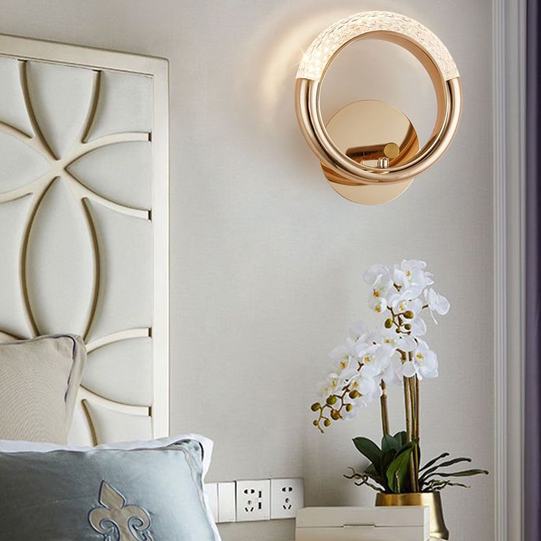 Lámparas de pared acrílica de círculo dorado lámpara de montaje de pared moderna de 1 luces para sala de estar