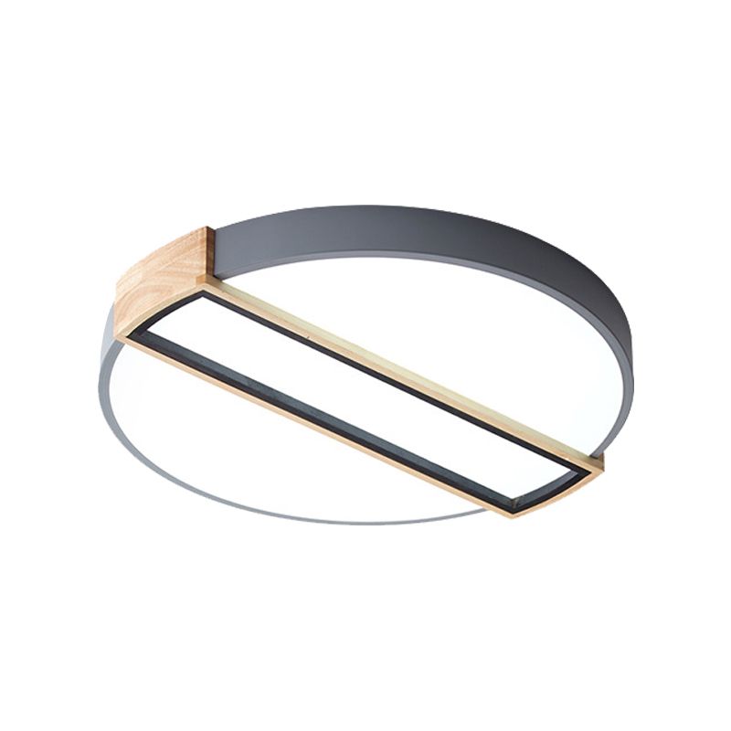 16"/19.5" Wide Nordic LED Flushmount White/Grey/Green Spliced Round Ceiling Mount Light with Acrylic Shade