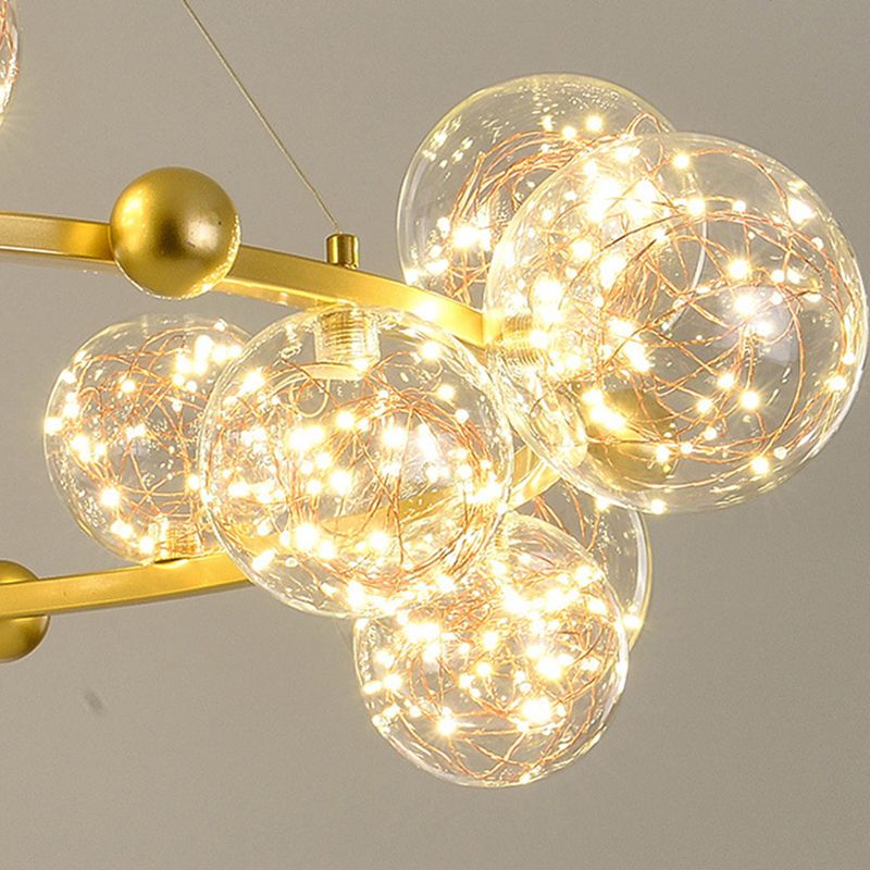 Multi Lights Ball Pendant Chandelier Modern Style Glass Hanging Lamps