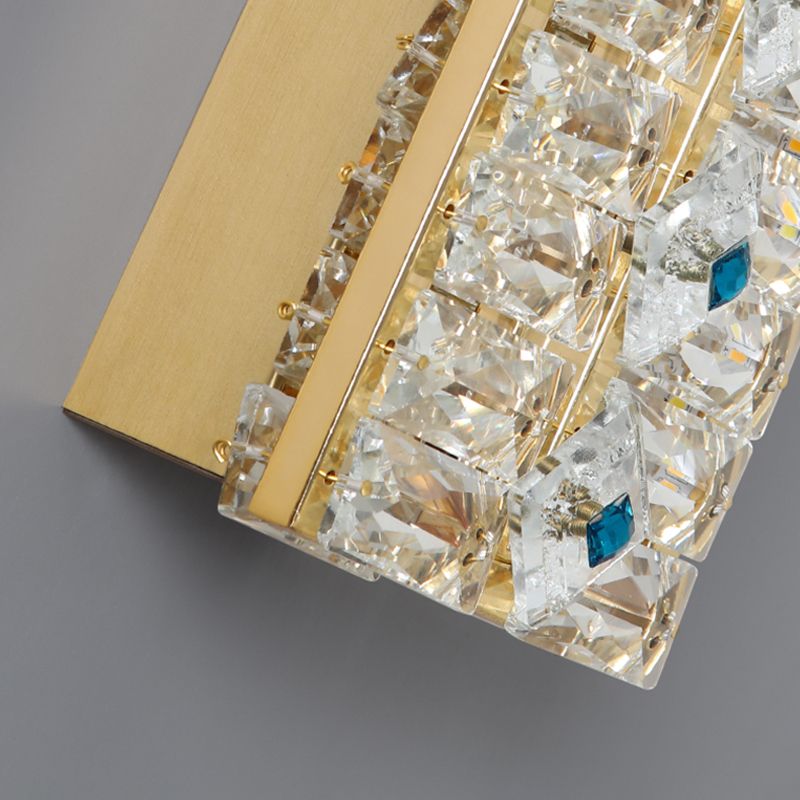 Quadratische Schattenkristallwandleuchter moderner Stil 2 Lichter Wandmontage Leuchte in Gold
