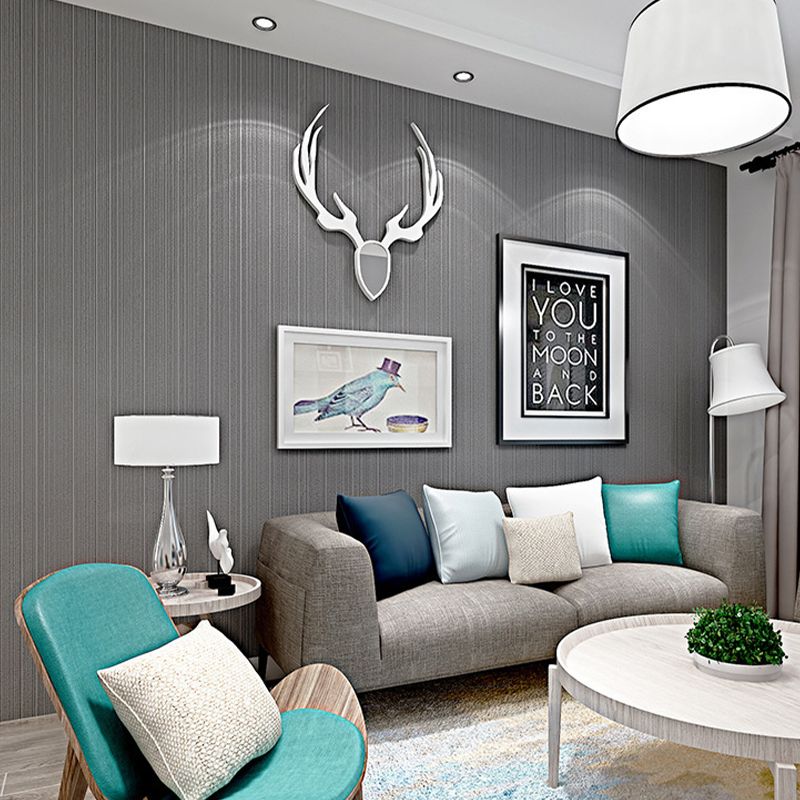 Non-Woven Wallpaper Roll 20.5"W x 31'L Contemporary Non-Pasted Wall Covering with Simple Stripe