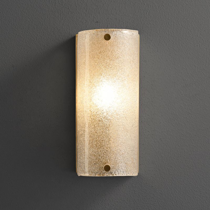 Modern Metal Wall Sconce Semicircle Shape Wall Light with Glass Shade for Bedroom