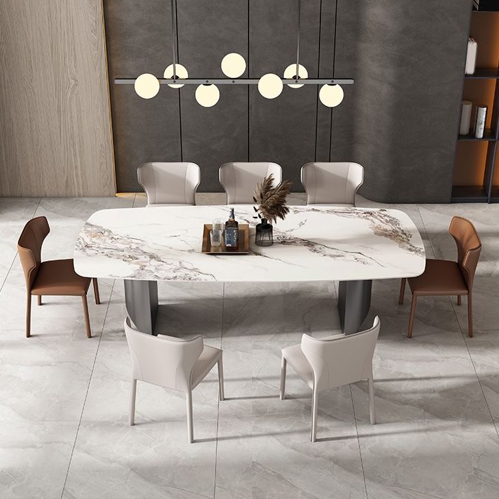 Modern Dining Set 1/4/5/7/8 Pieces with Wingback Chairs and Sintered Stone Dining Table