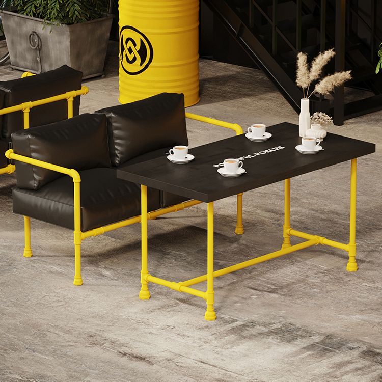 Industrial Style Dining Table Solid Wood Dining Table with Trestle Base