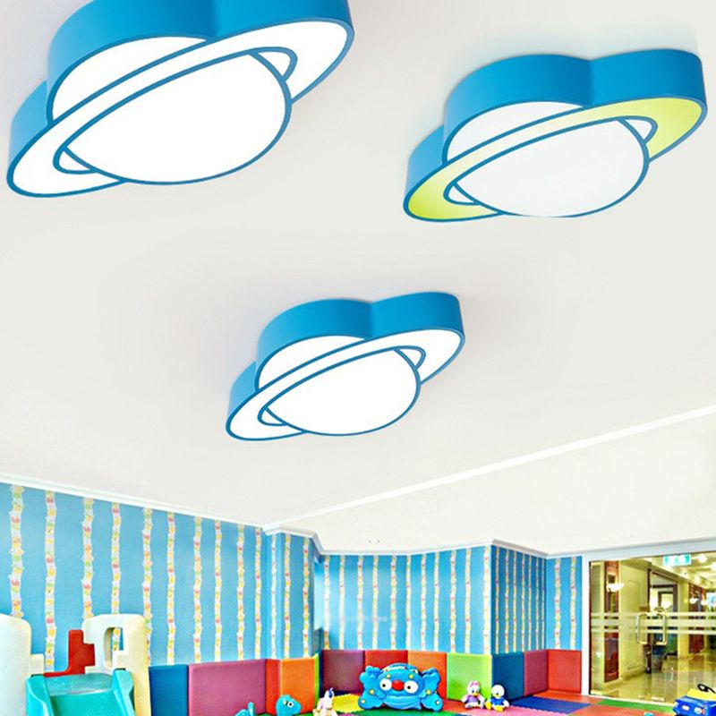 Blue Finish Planet Deckenleuchte Cartoon LED Acryl Unterputzleuchte für den Kindergarten
