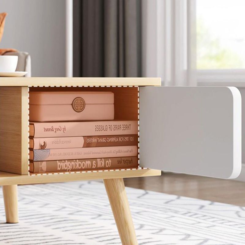 16.5"H Modern 4 Legs Wooden Base Rectangular Top Coffee Table with Storage