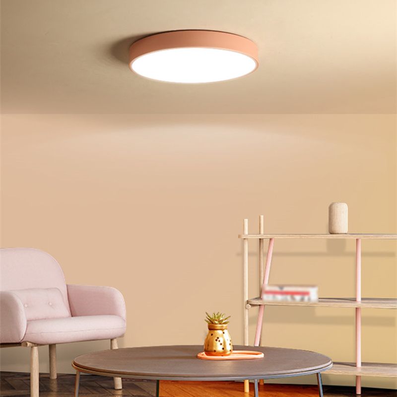 Plafonnier LED mince de forme ronde macaron, Style Simple et moderne en fer, 1 lumière encastrée pour chambre à coucher