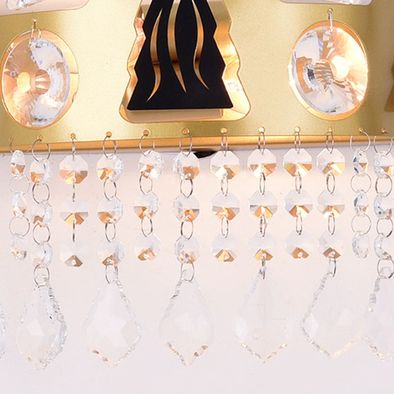 Iron and Crystal 2 - Light Wall Sconce Post Modern Wall Light in Gold and Clear