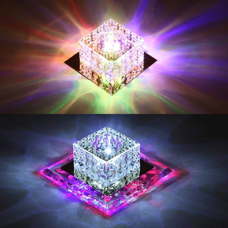 Square Led Flush Mount Ceiling Light Modern Luxury Style Crystal Flush Light for Corridor