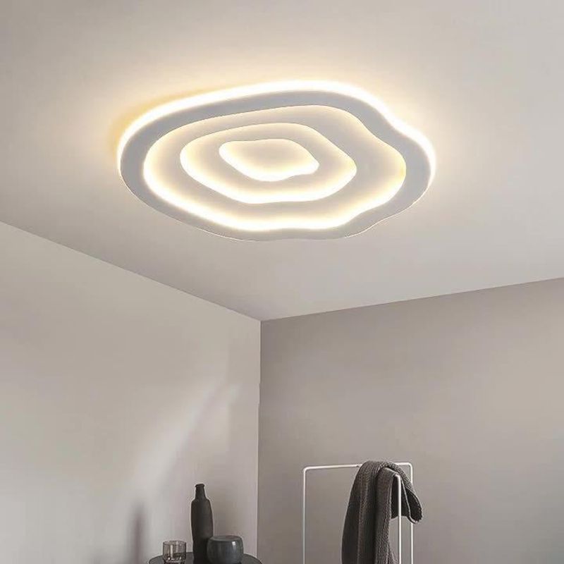 Single Modern White Flush Mount Lighting Unique LED Acrylic Ceiling Light