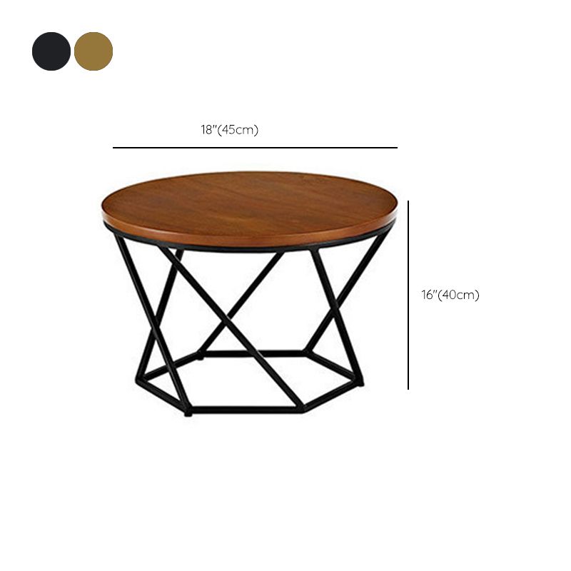 Modern Round Wood Frame Coffee Table Brown Finish Cocktail Table