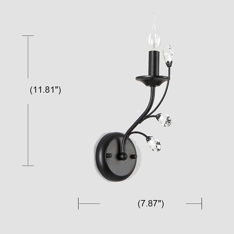 Luminaire mural noir métal candélabre 1 amplitume traditionnelle murs traditionnelle avec accent cristallin