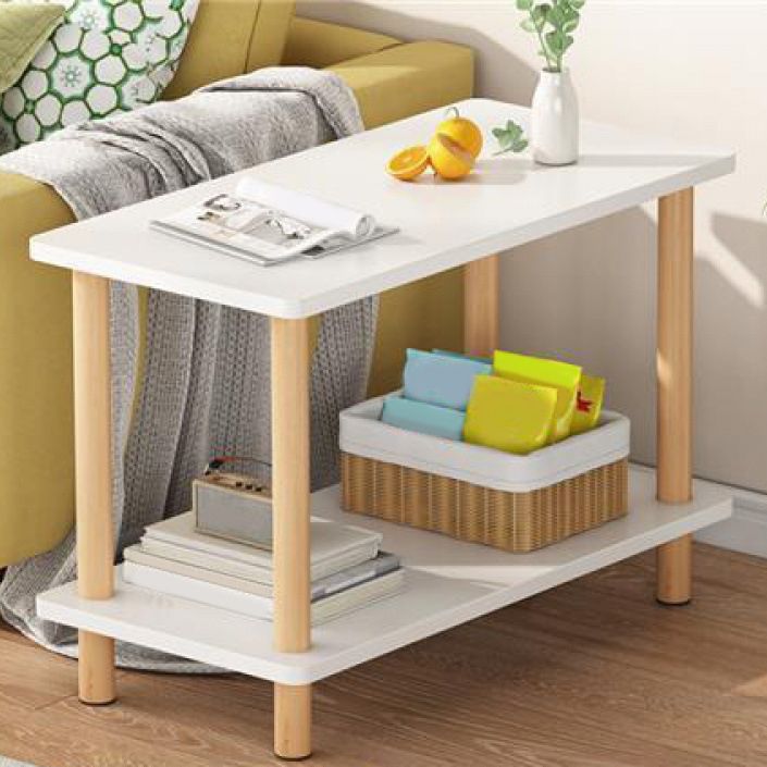 Modern Wooden 4 Legs End Table Rectangular Table with Storage