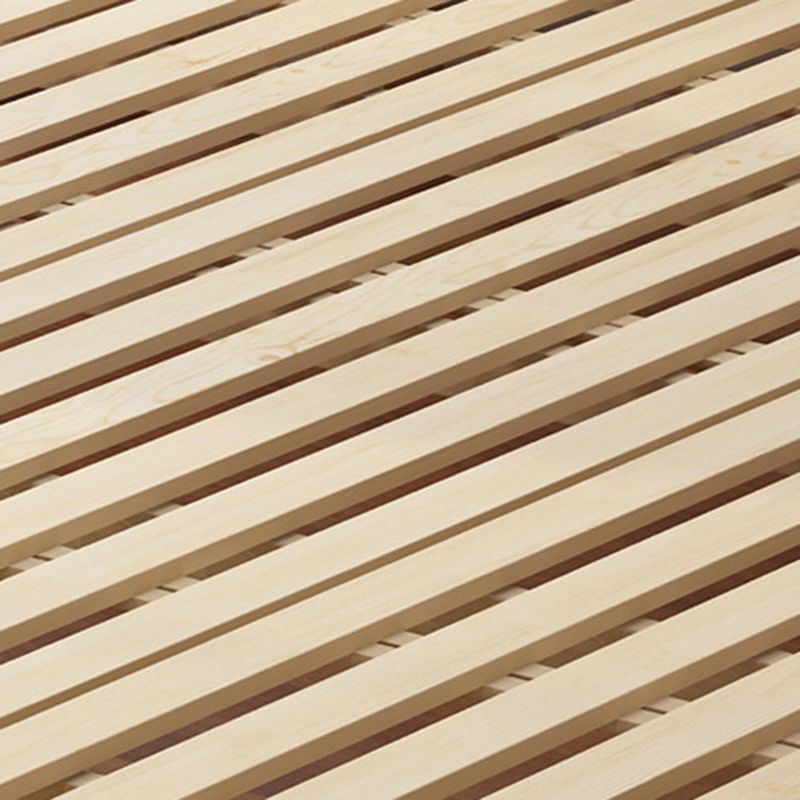 Traditional Standard Bed Pine Wood Panel Rectangular Bed Frame in Natural and Walnut