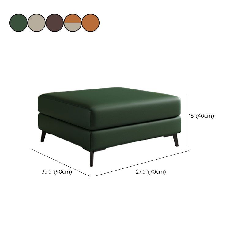 Rectangular Contemporary Ottoman Leather Foot Stool with Black Legs