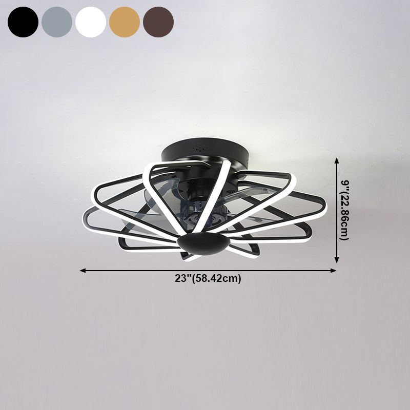 Metall Lineare Lüfterbeleuchtung minimalistische künstlerische Schlafzimmer LED Semi Flush Deckenleuchte