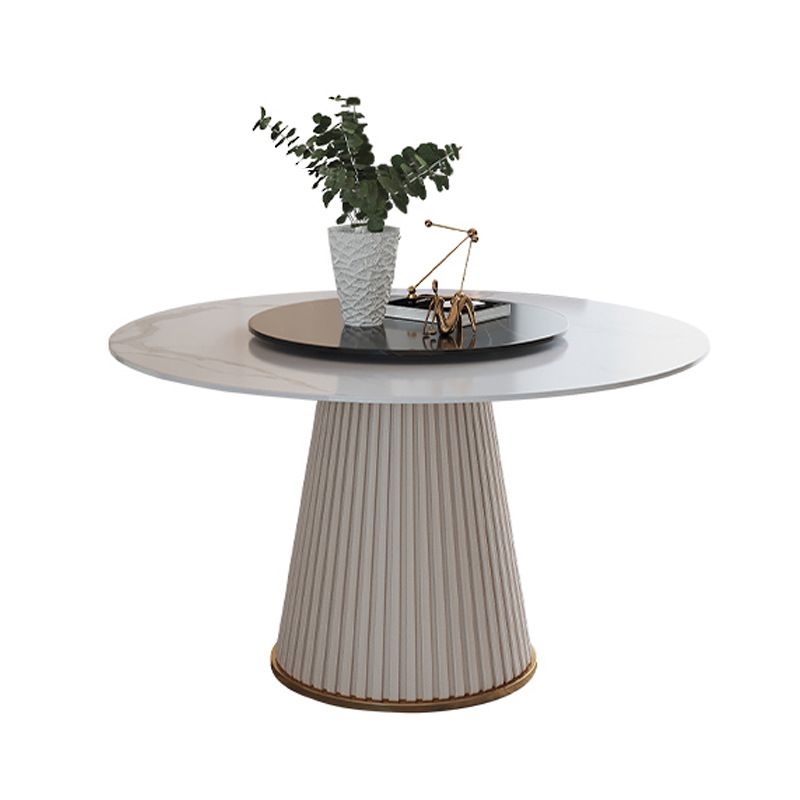 Glam Home Convertible Dining Table Sintered Stone Round Pedestal Table