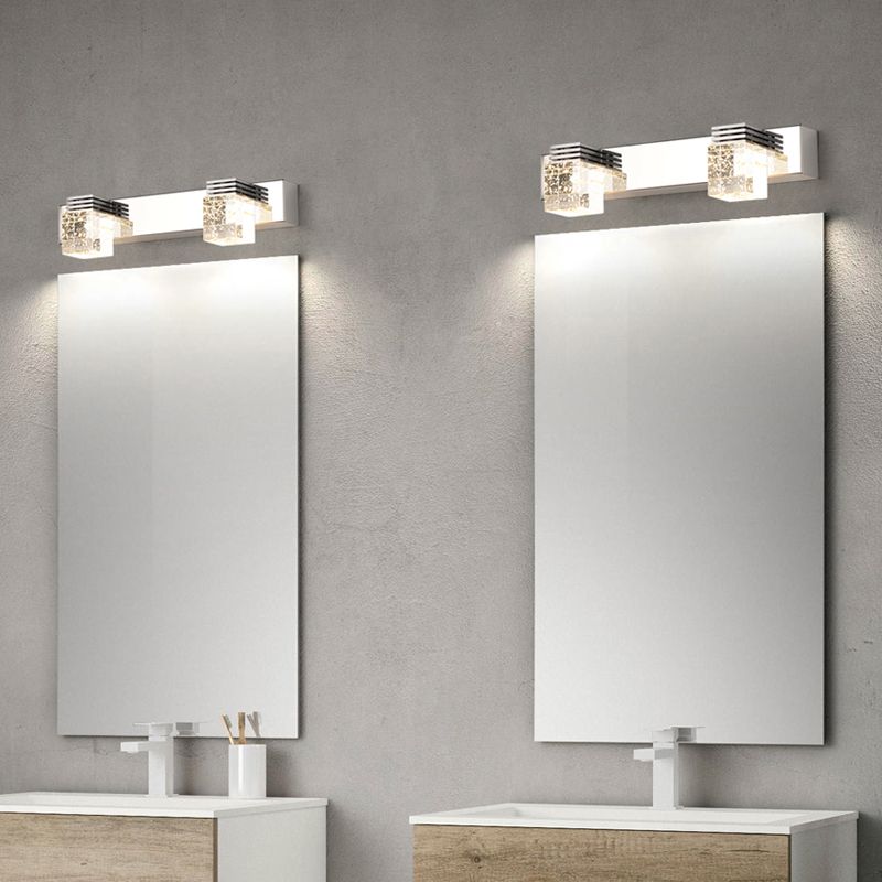 Modern Minimalist Style Cubic Vanity Wall Light Fixtures Crystal Vanity Mirror Lights for Bathroom