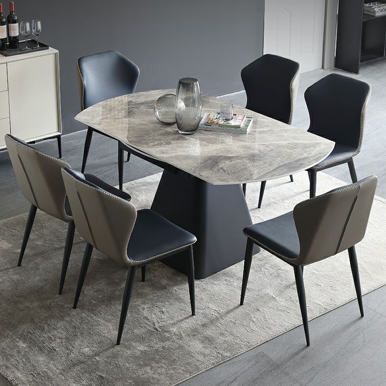 Foldable Round Sintered Stone Dining Table of 5/7 with Metal Base Nordic Dining Set for Restaurant