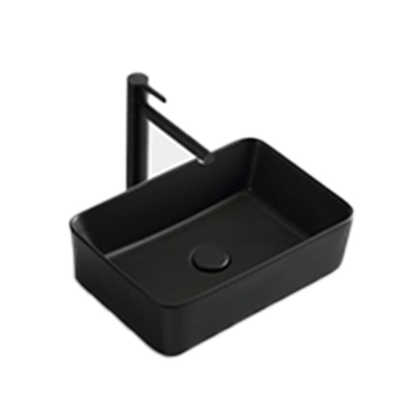 Modern Bathroom Sink Ceramic Oval White Basin Drain Assembly Bathroom Sink