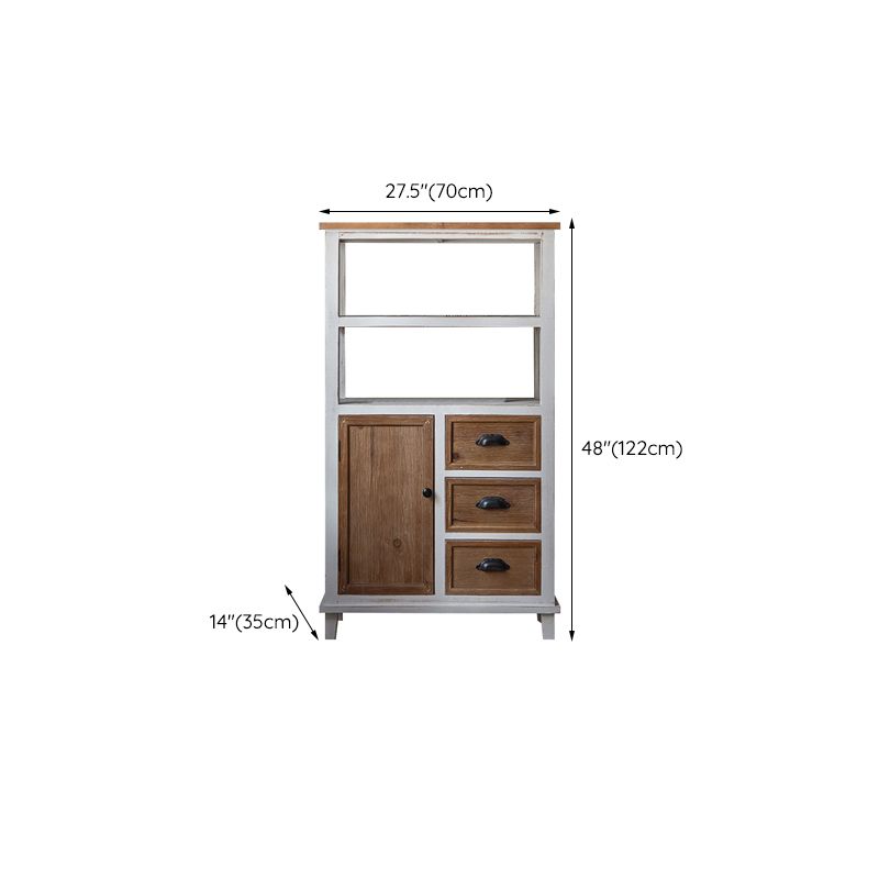 Rectangular Wood Cabinet Industrial Accent Chest in Distressed White