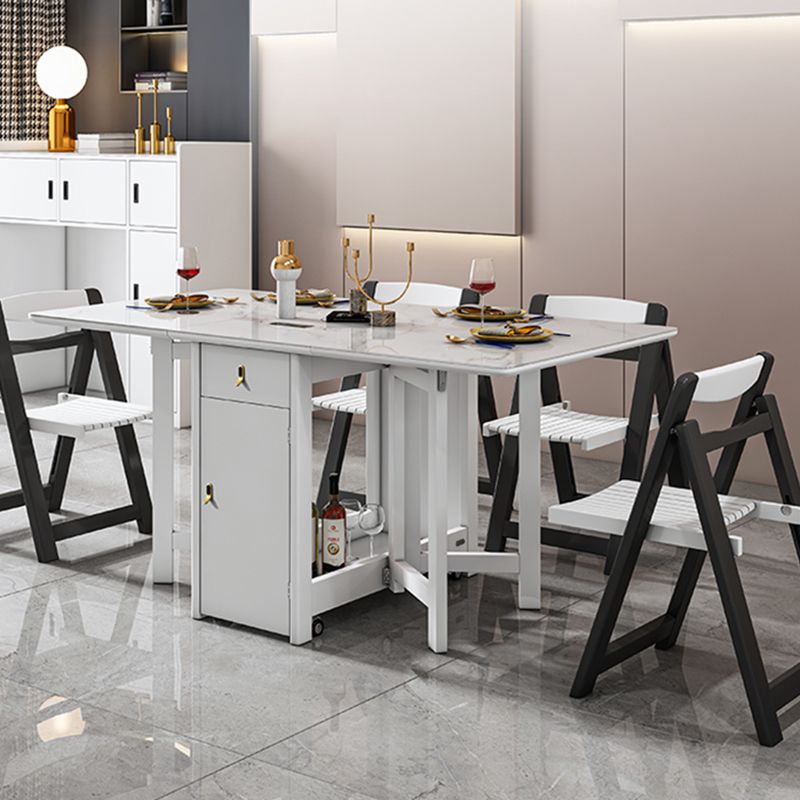 Foldable Sintered Stone Top Dining Table Modern Extendable Table with 4 Legs