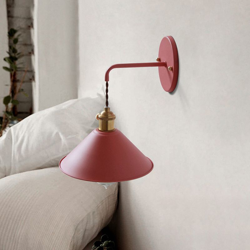 Macaron Color Nordic Wall Sconce Flared Metal Shade 1-Head Wall Lamp for Bedside Dinning Room