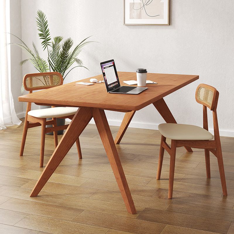Contemporary Wood Dinner Table 4 Legs Dining Table for Home Use