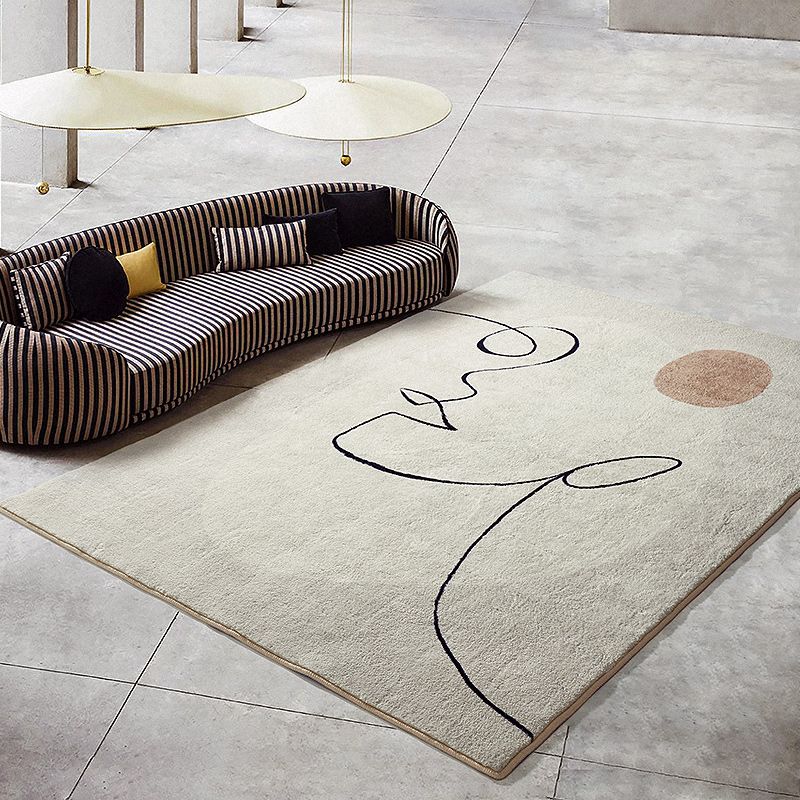 Apricot Tone Calming Rug Polyester Abstract Print Indoor Rug Non-Slip Backing Carpet for Living Room