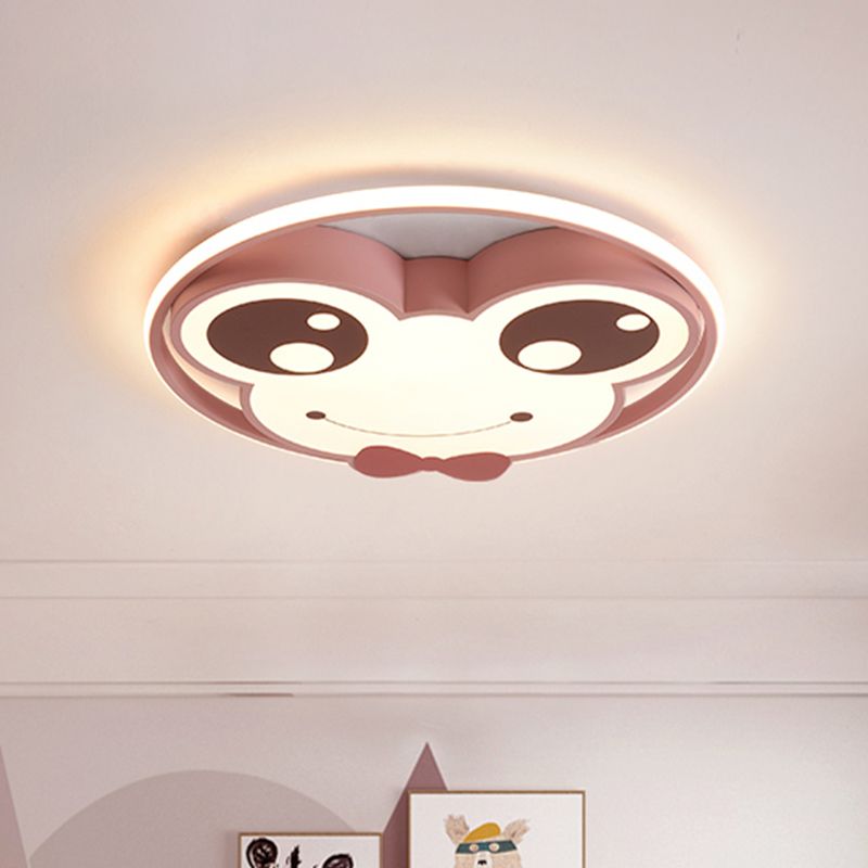 Big Eye Frog Lampada da soffitto in metallo a forma di fumetto LED Lampada da incasso rosa/giallo/blu per la cameretta dei bambini