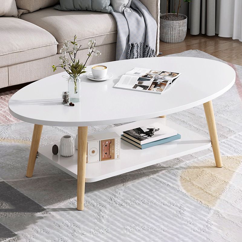 Wood Coffee Table No Distressing Single Coffee Table with Shelf