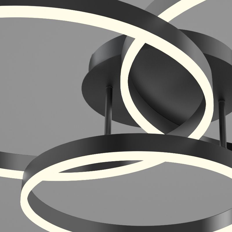Minimalism Ceiling Light Fixture Circle Flush Mount in Black for Living Room