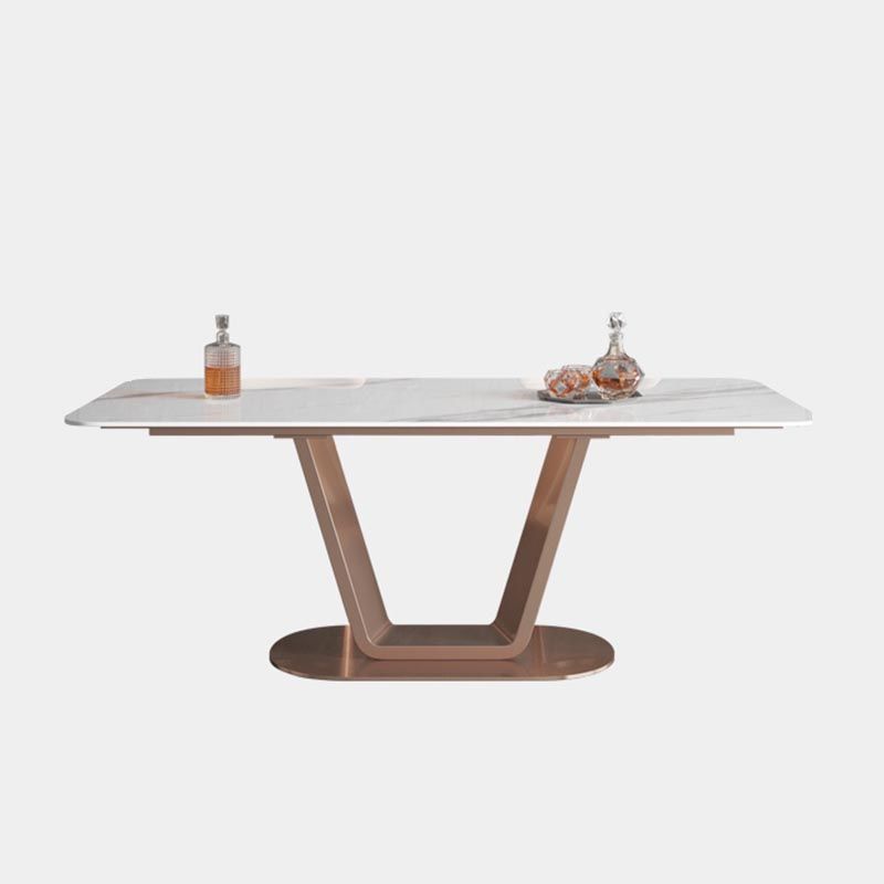 Rose Base Pedestal Casual Dining Table Rectangle Traditional Luxury Dining Table