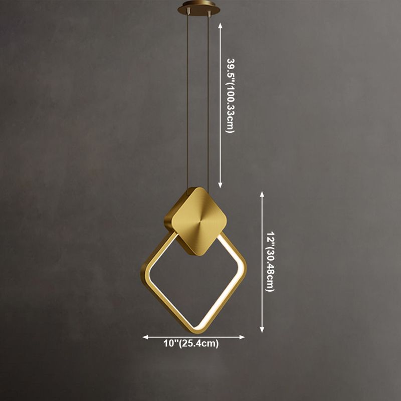 Geometric Metal Suspended Lighting Fixture 1 Light Pendant Lighting Fixture in Gold