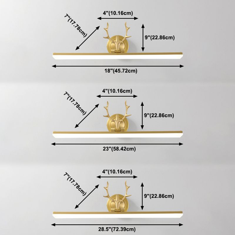 Brass LED Wall Sconce Wall Light Fixtures Metallic Sconce Lighting for Bathroom