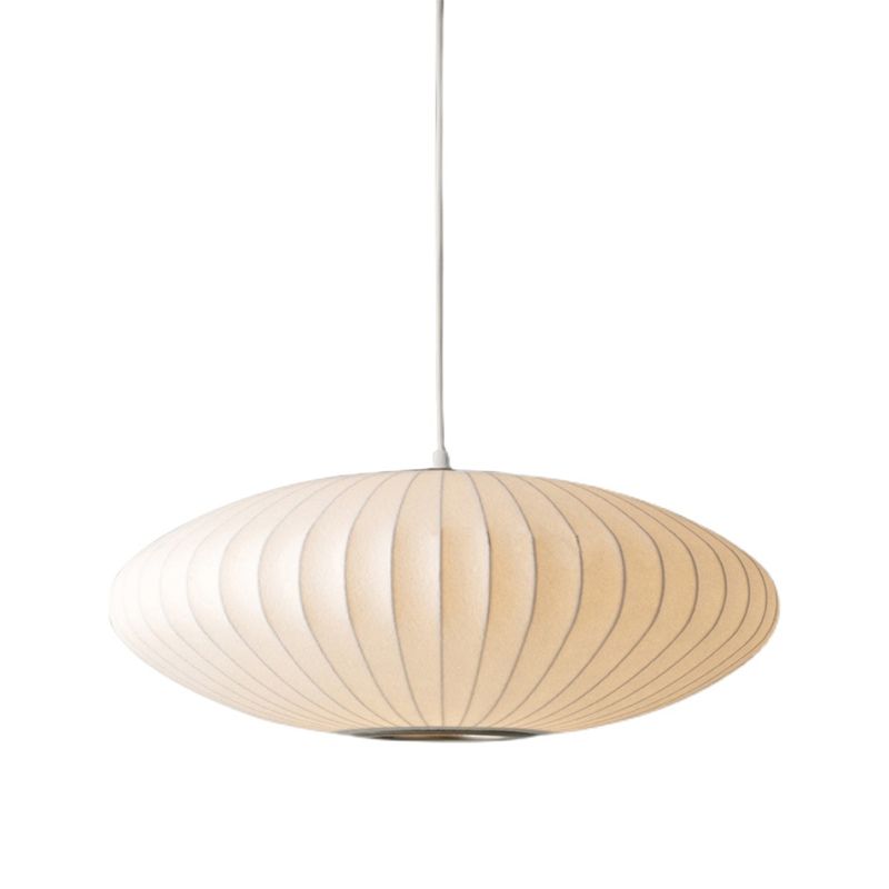 Shaded Living Room Hanging Pendant Light Fabric Modern Down Lighting Pendant in White