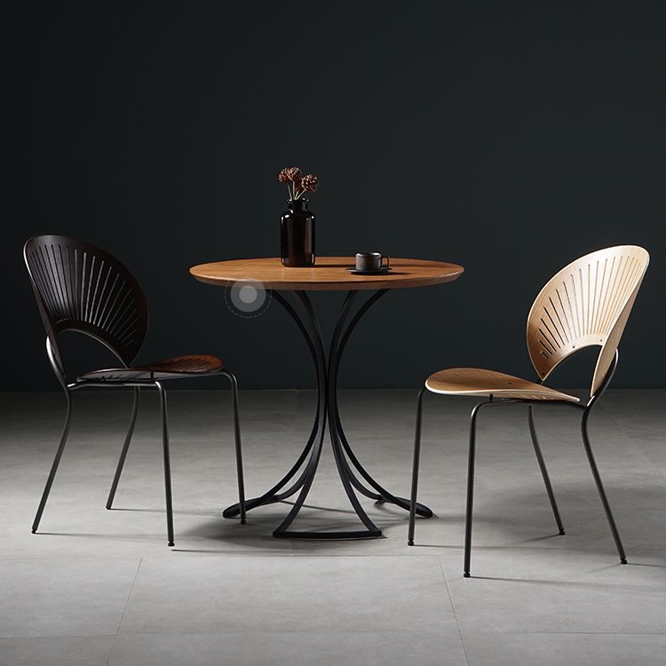 Silla de comedor de metal contemporáneo para uso doméstico Silla lateral de comedor con respaldo abierto