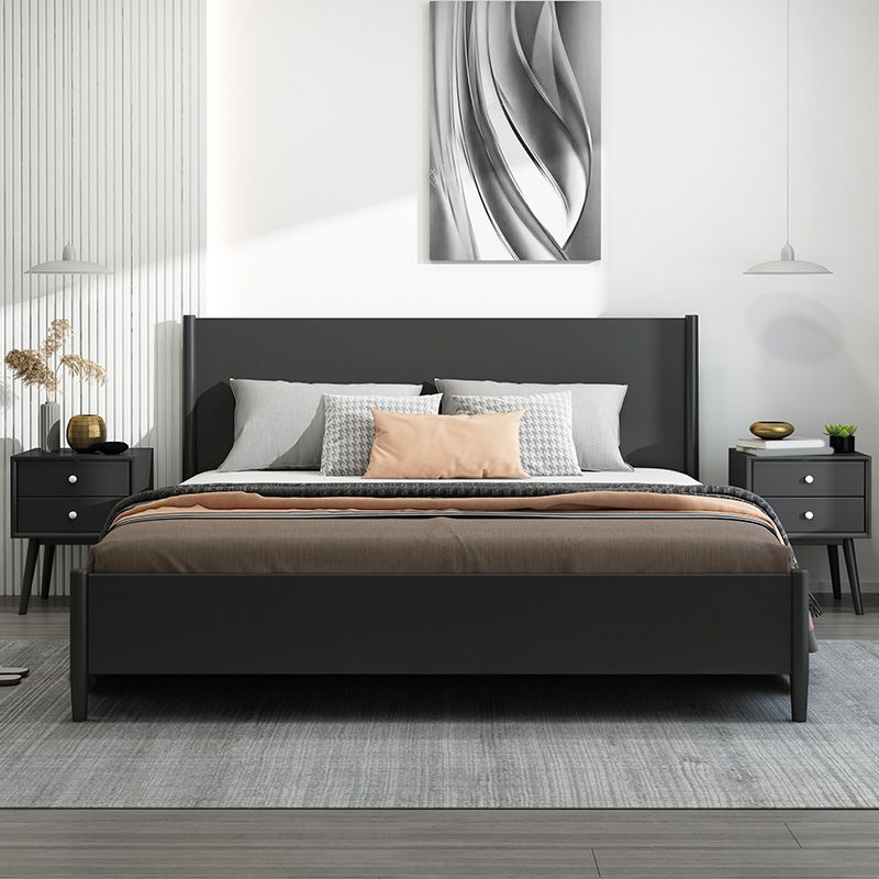 Scandinavian Wooden Panel Standard Bed with Rectangular Headboard