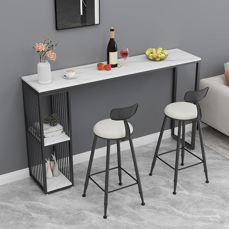 Stone Top Bar Table Set 1/3 Pcs Rectangle Bar Table and Upholstered Stools