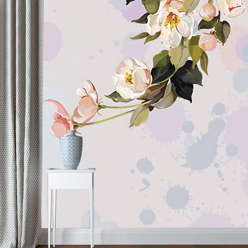 Elegant Wall Decor for Gallery, Pink and Green Camellia, Customized Size Available