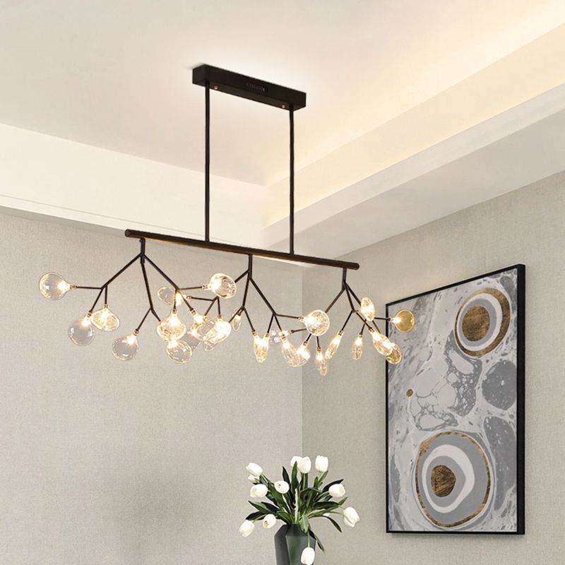 Minimalist Firefly Island Lamp Glass 27-Bulb Dining Room Suspended Lighting Fixture