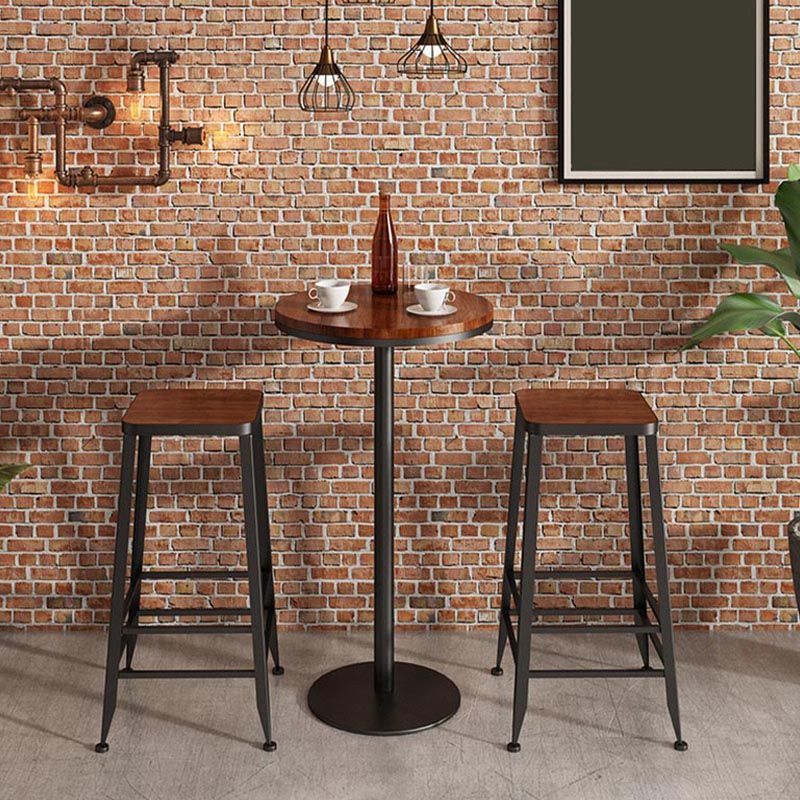 Industrial Bar Table Set 1/3/5 Pieces Round Pine Wood Counter Table with Stools for Bar