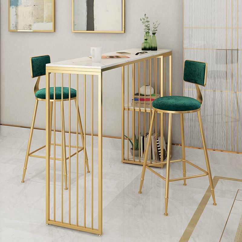 Modern Style Bar-height Table Gold Base Bar Table for Kitchen