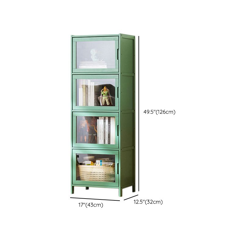Contemporary Green Wood Accent Cabinet Rectangle Grooves Accent Cabinet