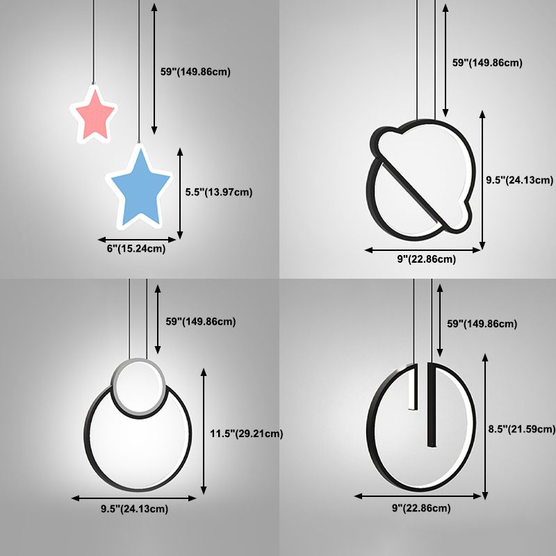 Modern Simple Aluminum Ceiling Lamp Line Shape LED Pendant Light for Bedroom