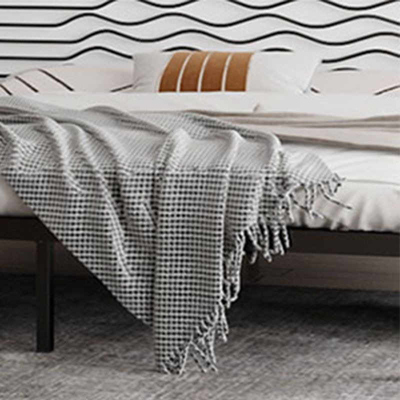 Glam Metallic Standard Bed, Beveled Open-Frame Headboard Bed Frame